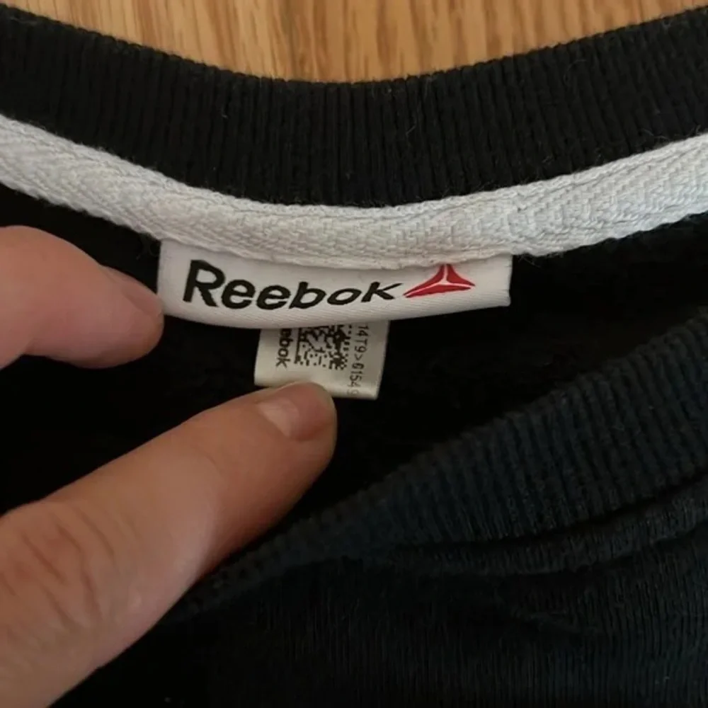 Reebok Black Crewneck Undershirt with White Logo and Gray Panels